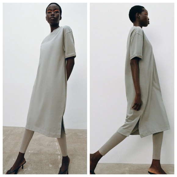 washed effect ribbed dress zara Zara NWOTWASHED EFFECT RIBBED DRESS S